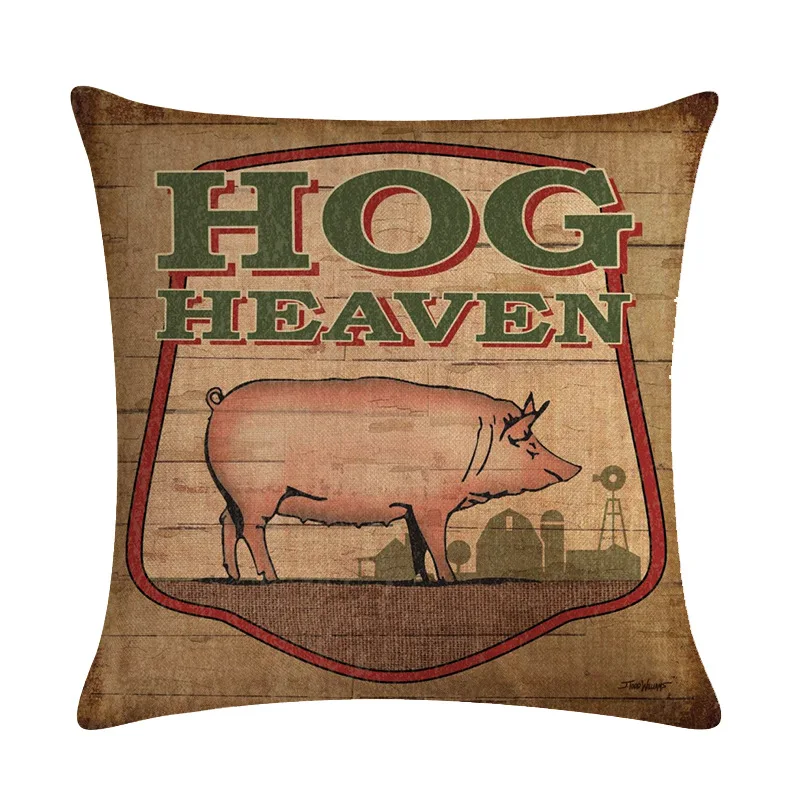 

2/4PCS Outdoor Waterproof Pillowcase Vintage Farm Pig Sofa Cushion Case Home Decoration Bed Pillow Cover Car Cushion Cover