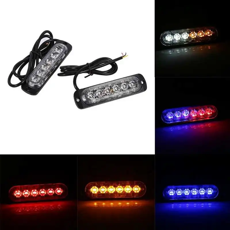 

2pcs 6 LED Side Emergency Warning Strobe Light 12V Flashing Marker Signal Lamp Indicator Universal for Car Truck