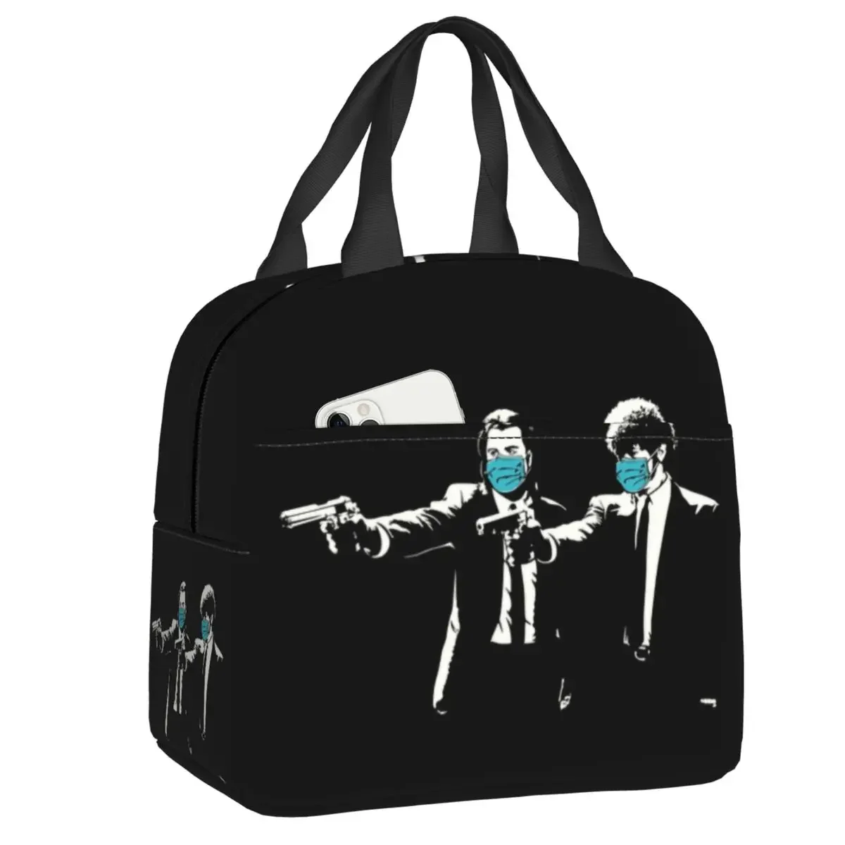 

Banksy Pulp Fiction Graffiti Print Lunch Bag Women Thermal Cooler Insulated Lunch Box for Student School Work Picnic Food Bags