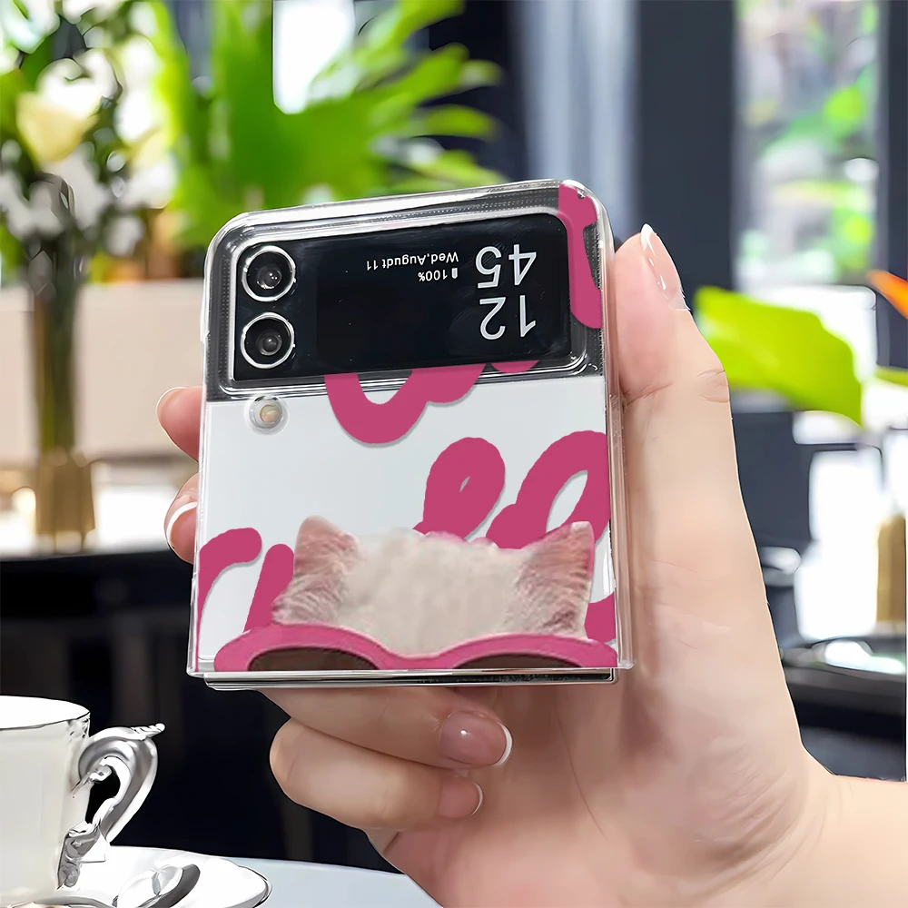 Крутой чехол с котом для телефона Samsung Z FLIP 3 4 5 на W23 ZFLIP SM-F7210 F711