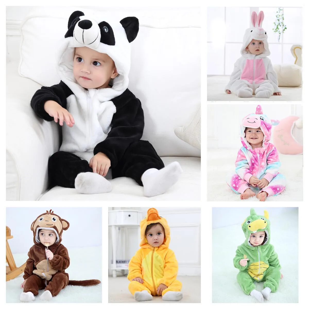 

Детский мультяшный комбинезон, Одежда для новорожденных с капюшоном, пижамы для мальчиков и девочек, комбинезон в виде животного, фланелевые детские комбинезоны