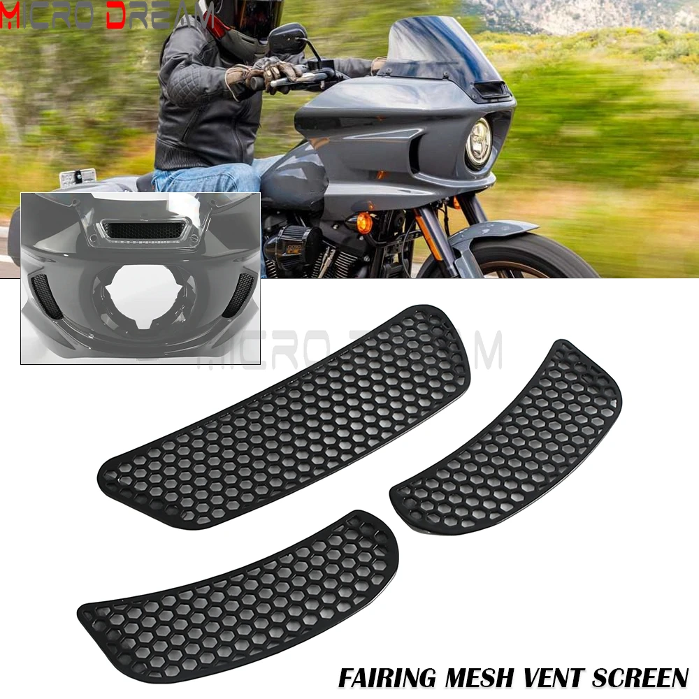 Фото Вентиляционная решетка для мотоциклов Harley Low Rider ST FXLRST Low Rider El Diablo FXRST 2022-2025, черная, сетчатая, для обтекателя №1
