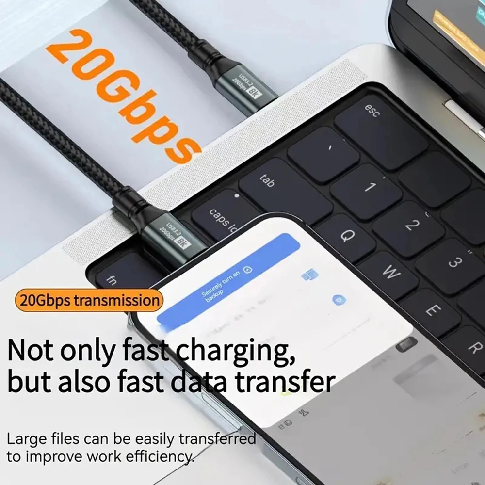 Кабель для передачи данных PD 100 Вт USB C iPhone 15 Pro Max Xiaomi 3 2 Type-C Gen2 20 Гбит/с 8K @ 60 Гц