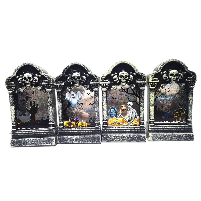 

Halloween Bar Decoration Wind Lantern Small Tombstone Simulation Colorful Gradient LED Lighting Scene Layout Decoration