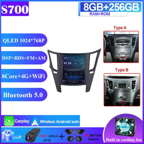Автомагнитола 2 din на Android 14 для Subaru Outback Impreza Legacy 2009-2014, мультимедийный проигрыватель с радио, стереозвуком, GPS-навигацией, центральным процессором и диагональю экрана 9,7 дюйма