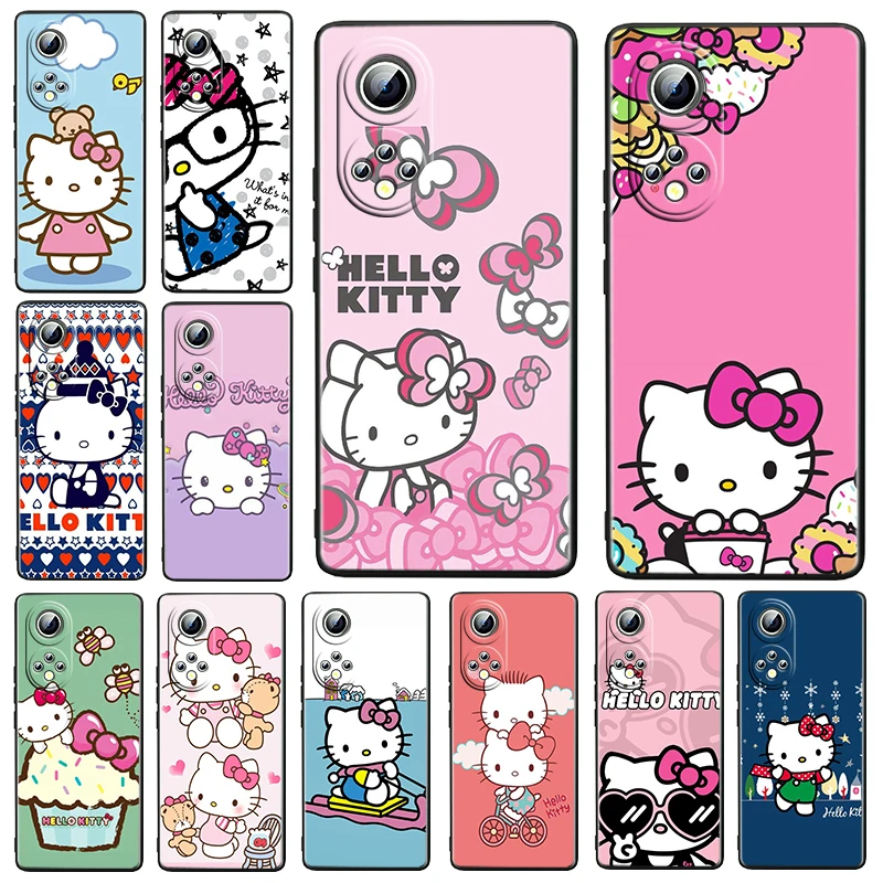 

Cat Cartoon Hello Kitty For Honor 60 50 30 20 20S Pro Plus 5G Magic3 Play5 5T Lite Soft Silicone Black Phone Case Fundas Cover