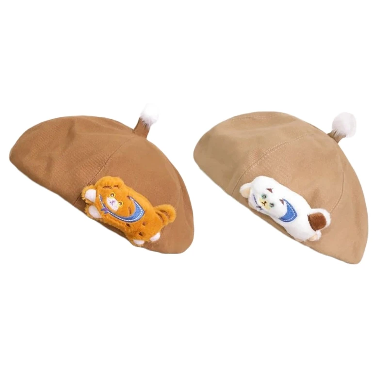 

Cute Lamb Ear Painter Hat Beret Octagonal Hat Winter Warm for Dog Walking