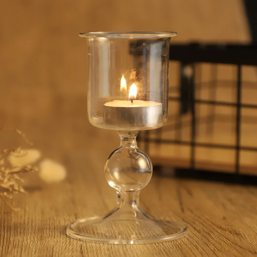 

Glass Candle Holder Candlestick Home Decor Fancy Goblet Wine Glass Cup Room Decor Candlelight Decoration Dinner Table Vases