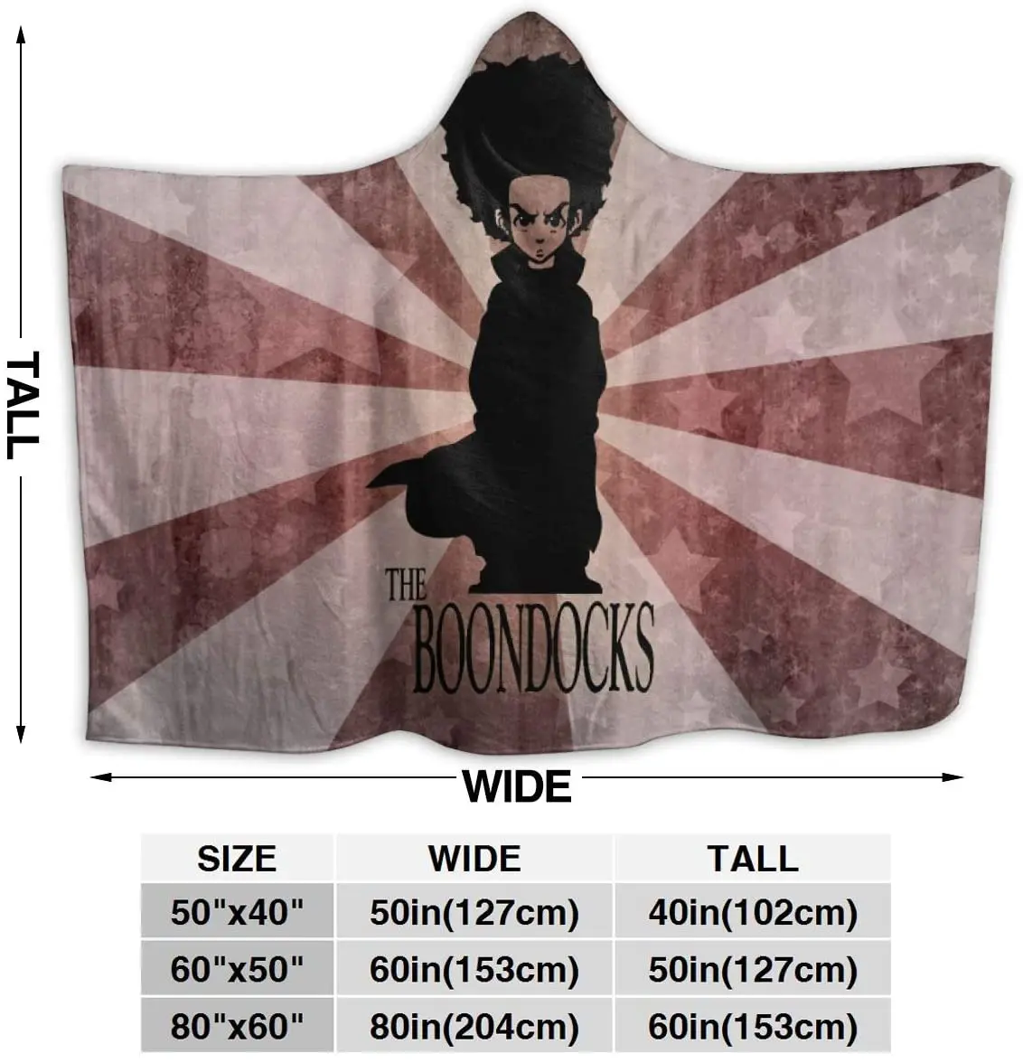 

Huey Freeman Throw Blanket for Unisex Adult Hooded Blanket for Sofa Wearable Blanket Home Sherpa Fabric Blanket Flannel Blanket