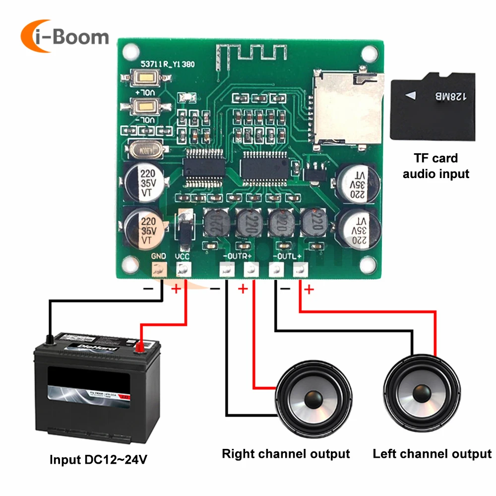 

XH-A233 15W X 2 Bluetooth 4.2 Digital Power Amplifier Board Wireless Speaker DC 12V-24 DIY Amplifier Module Support TF Card