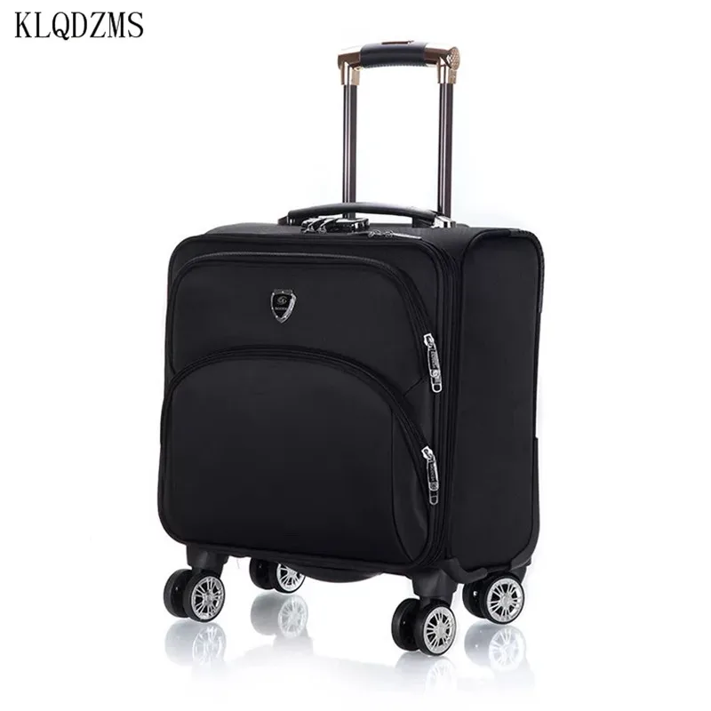 KLQDZMS 18 Inch Oxford Cloth Small Suitcase Men's Business Travel Box Ladies Waterproof Cabin Luggage Case Student Roller Bag
