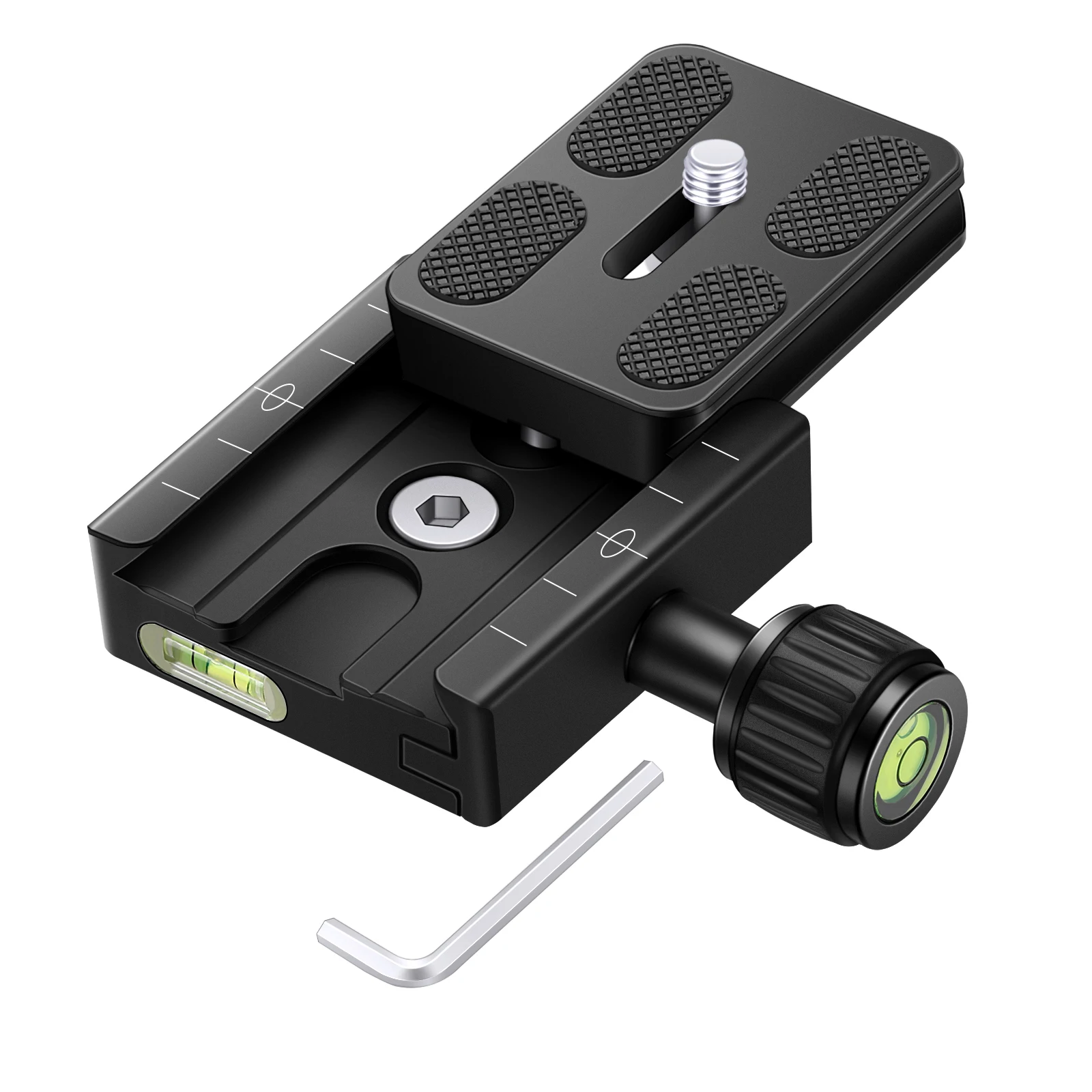 

NEEWER Metal 50mm Quick Shoe Base Clamp and QR Plate with Bubble Level Compatible with Arca Swiss Standard for Tripod Ballhead