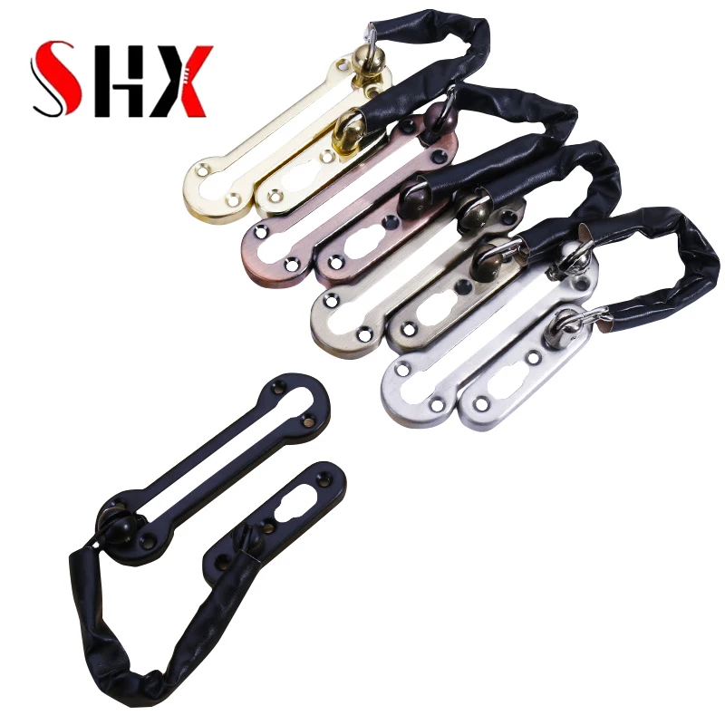 

Door Chain Lock Stainless Steel Security Chain Guard Spring Anti Theft Press Heavy Duty Polished Latch Screw Guard Accessories
