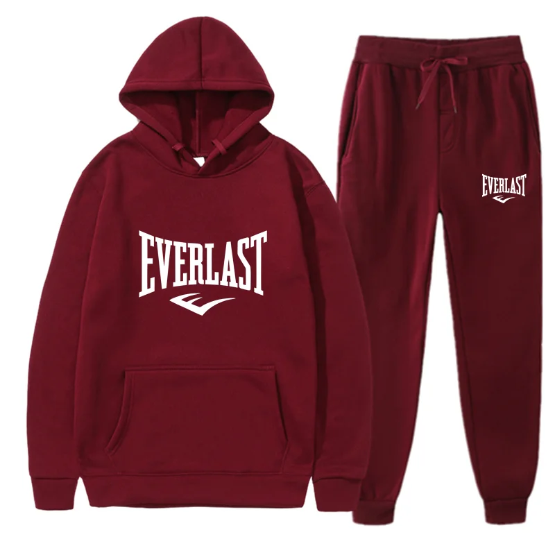 Модный мужской спортивный костюм EVERLAST с капюшоном одежда для фитнеса и спортзала