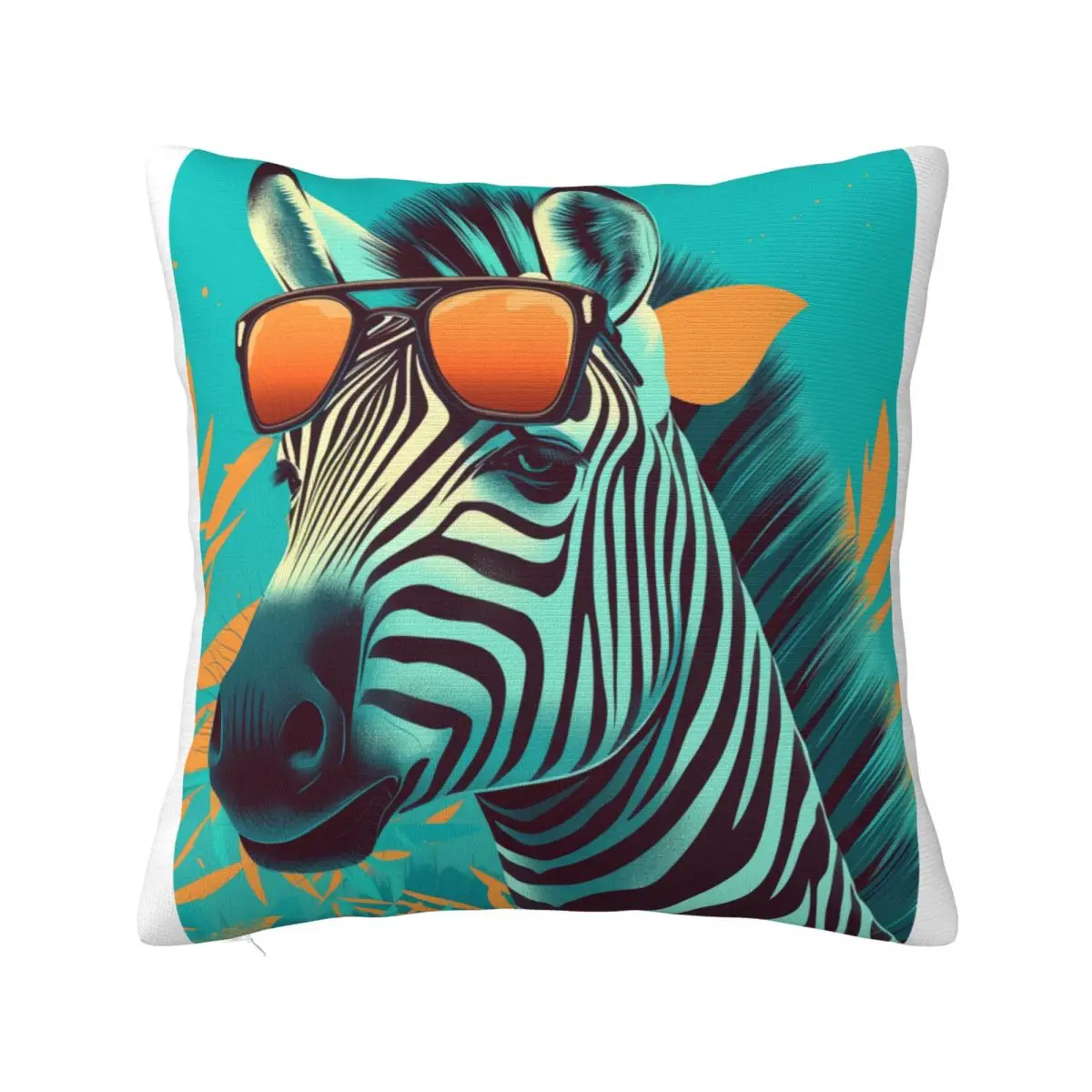 

Zebra Pillow Case Sunny Sunglasses Spring Square Pillowcase Polyester Hugging Zipper Cover