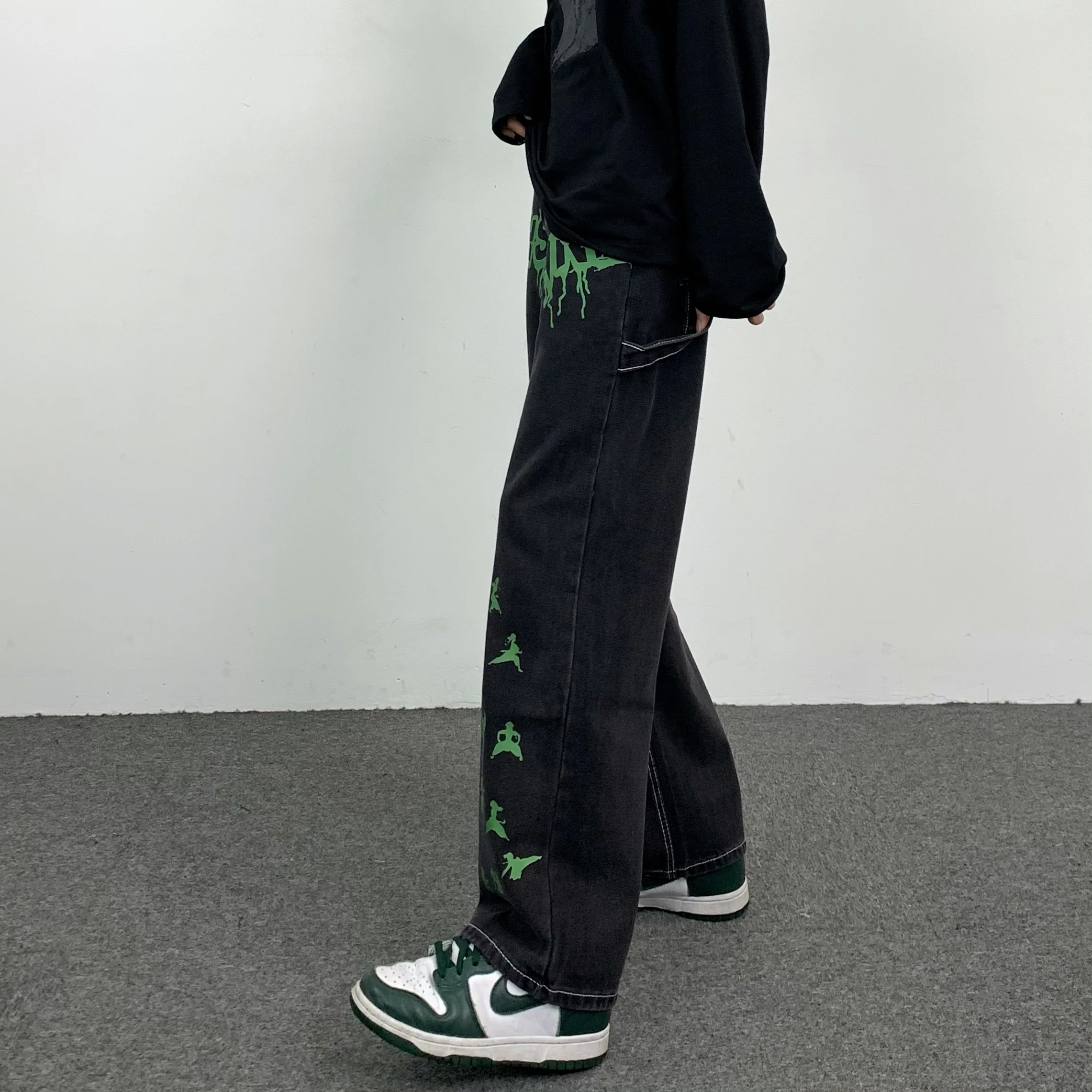 Men's Jeans Letter Print Straight Loose Jeans Hip Hop Men's Pants Y2k Pants Jeans Fashion Streetwear Brand Jeans Jeans Aestethic