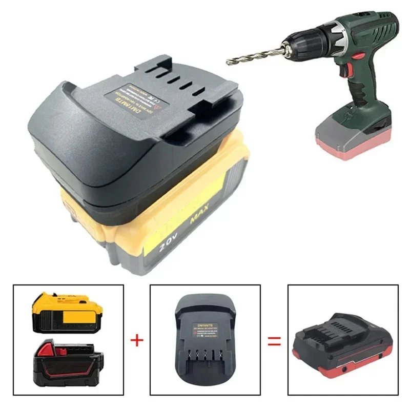 Фото Адаптер-переходник для батареи DM18MTB для батарей Dewalt/Milwaukee 18/20 В, преобразователь в инструменты для литиевых батарей Metabo 18 В Power №2