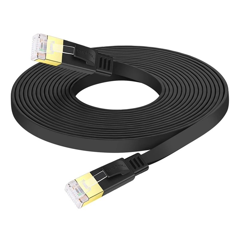 

Ethernet-кабель Black Cat 7 плоский Cat7 RJ45 LAN-Кабель высокоскоростной Интернет-перемычка 10 Гбит/с для маршрутизаторов Xbox компьютеров (20 м)