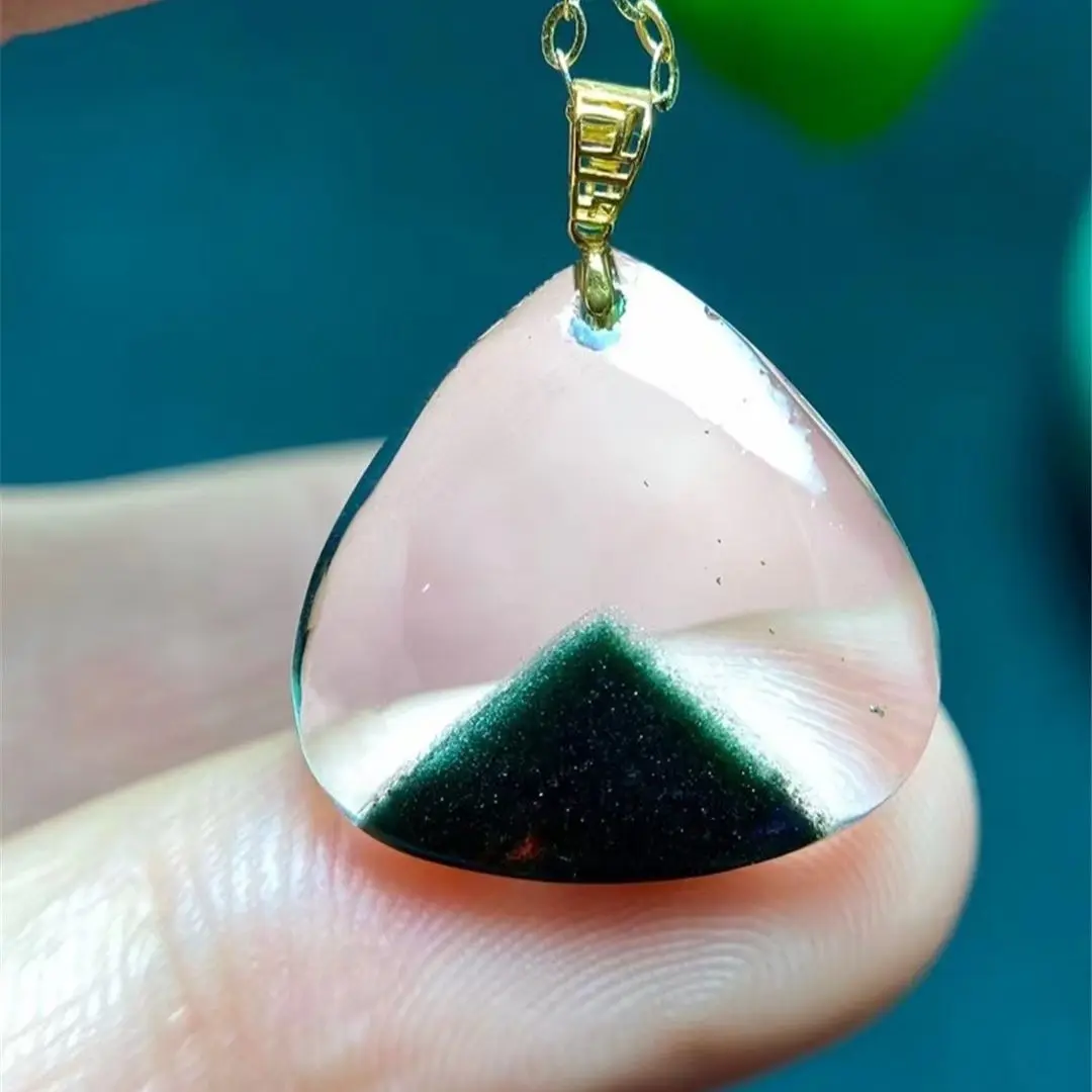 

Подвеска из натурального зеленого кварца фантомного цвета, ювелирное изделие из 18-каратного золота для мужчин и женщин, восстанавливающий богатство, подарок с прозрачными кристаллами 17x16x3 мм, бусины AAAAA