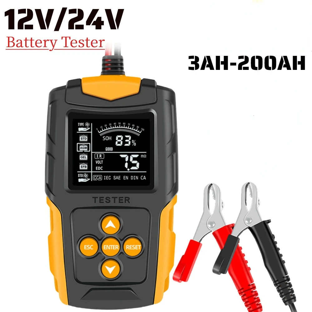 Тестер автомобильного аккумулятора 12 В/24 В цифровой анализатор индикатор заряда