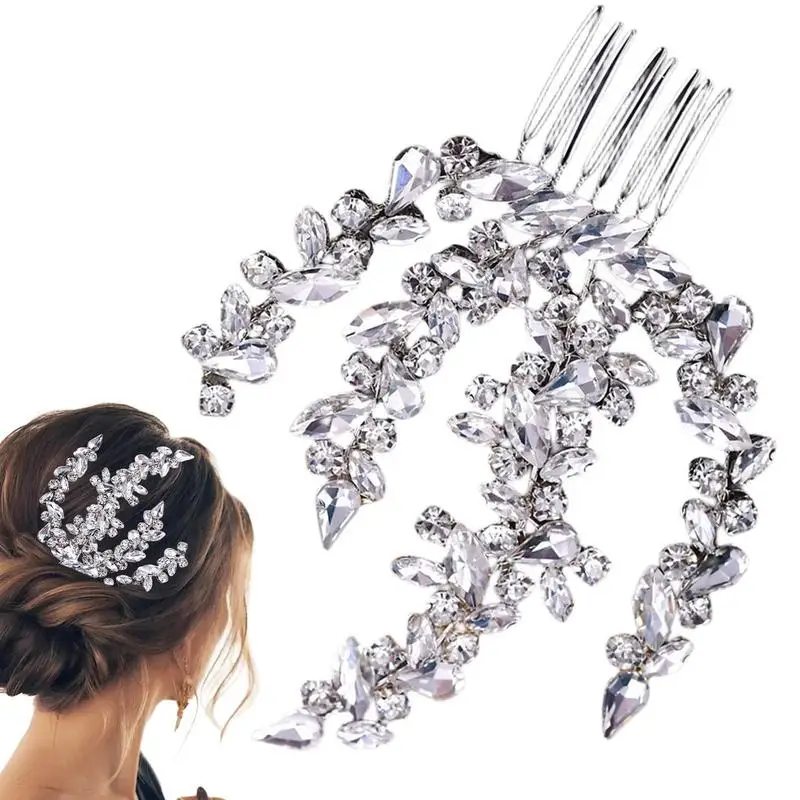 

Hair Side Combs Rhinestones Hair Combs Accessories Sparkling Rhinestone Bride Headpiece Fashion Silver Classic Accessories For