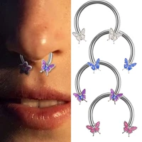 1pc butterfly horseshoe nose rings earrings women septum ring tragus piercing hoop nose clip studs nostril piercing jewelry