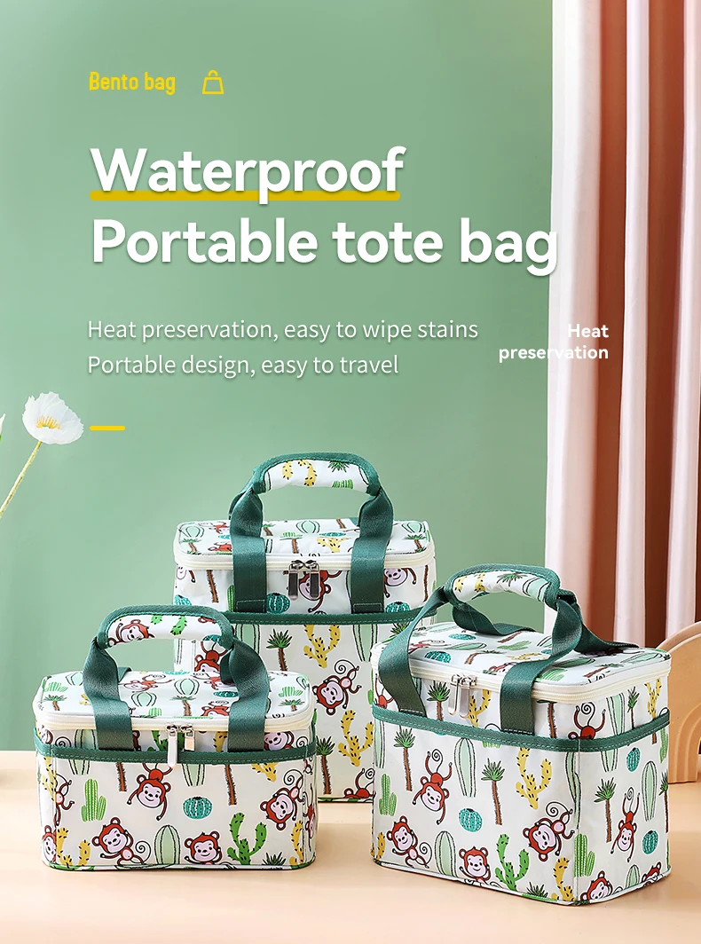 

Leuke Aap Lunch Tas Draagbare Thermische Lunchbox Tas Voor Kinderen Vrouw Picknick Camping Waterdichte Oxford Voedsel Container