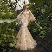 gabriellar mermaid wedding dress princess zipper exquisite appliques puffy fullsleevemopping gown vestido de novia 2022 women