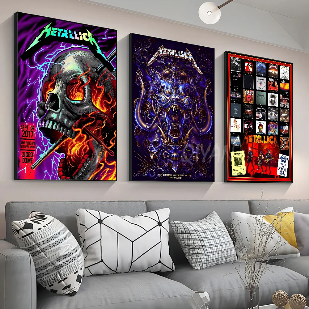 Band M-METALLICA Poster Stickers Art Wall Murals Decor Game Room Gifts HD Painting