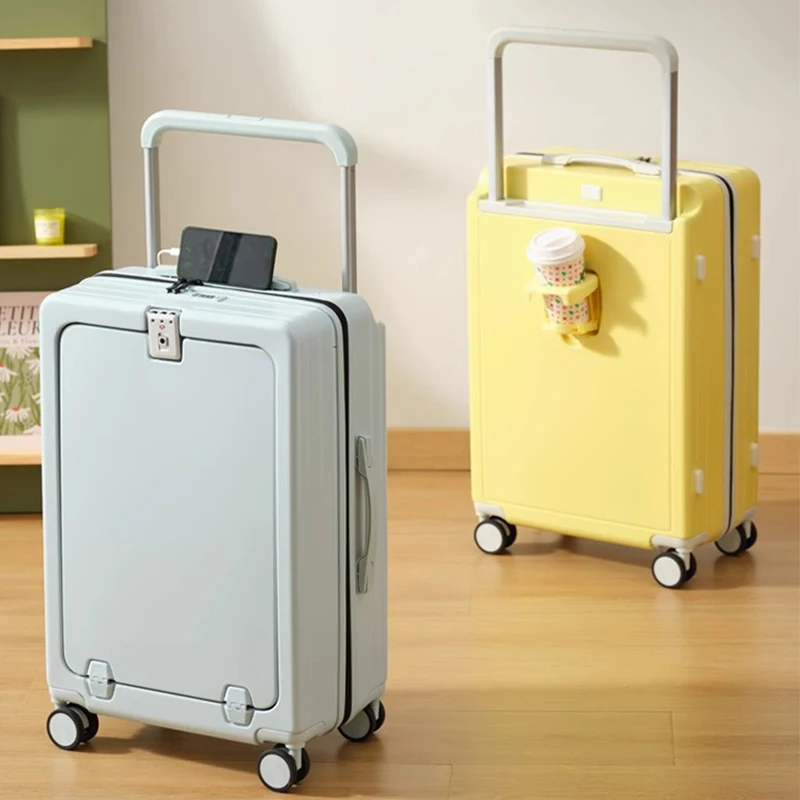 Чемодан с широкой ручкой передняя открывающаяся багажная USB-подставка для
