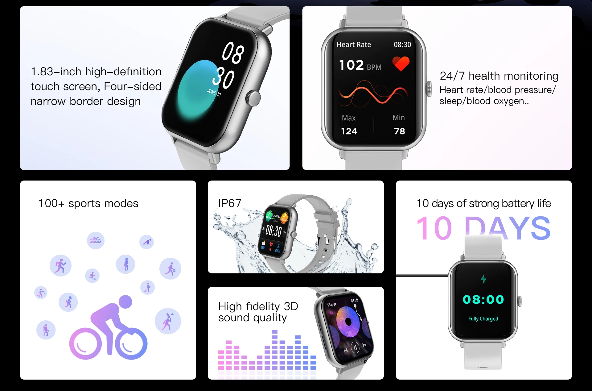 2023 ZL54 Men Women Smart Watch 1.83 Inch Touch Screen Sports Fitness Bluetooth Call Digital Smart Watch Sports Waterproof