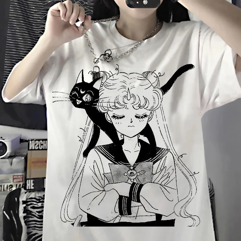 

Japanese Anime Sailor Moon T-shirt Kids Boy Girl chil Kawaii Y2k Aesthetic T-shirt Cartoon Summer Tops Tees Grunge Clothes