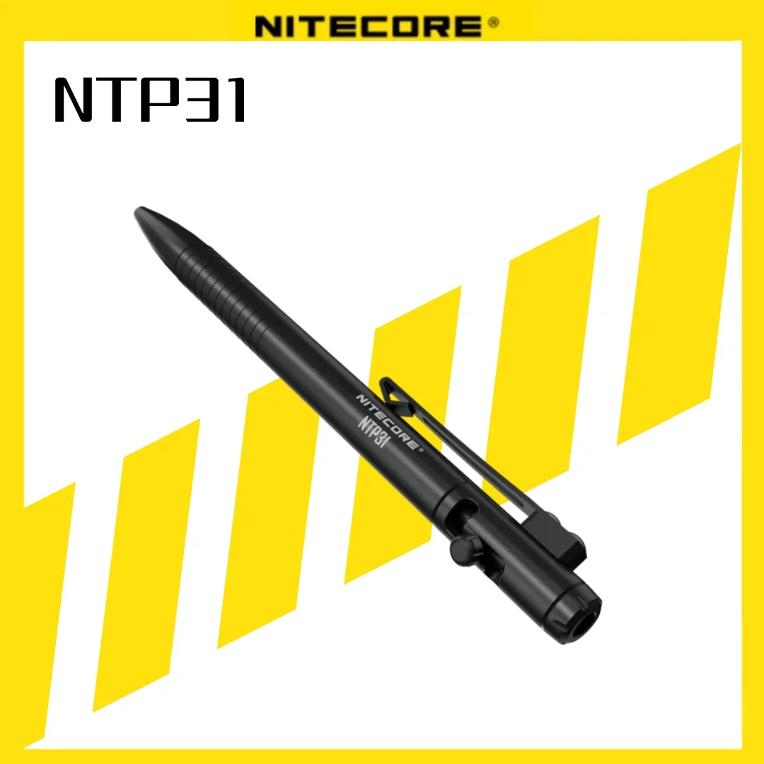 Фото Тактическая ручка Nitecore NTP31 для самообороны, разбивания стекла и ежедневного письма, из алюминиевого сплава, с двусторонним болтовым механизмом. №1
