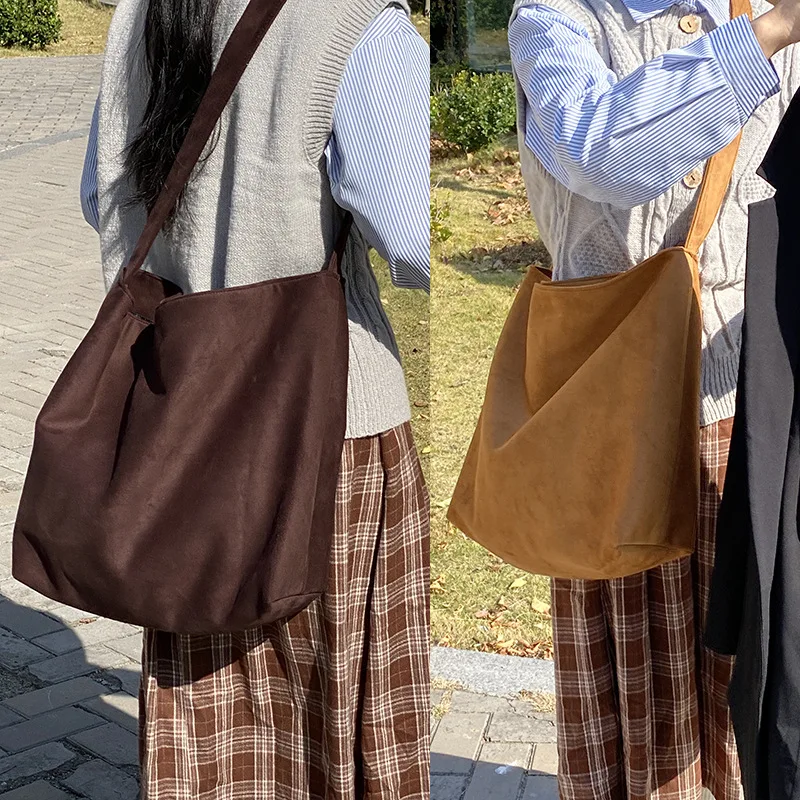 Цельная простая сумка через плечо Ins для студентов корейская модная цвета кавы