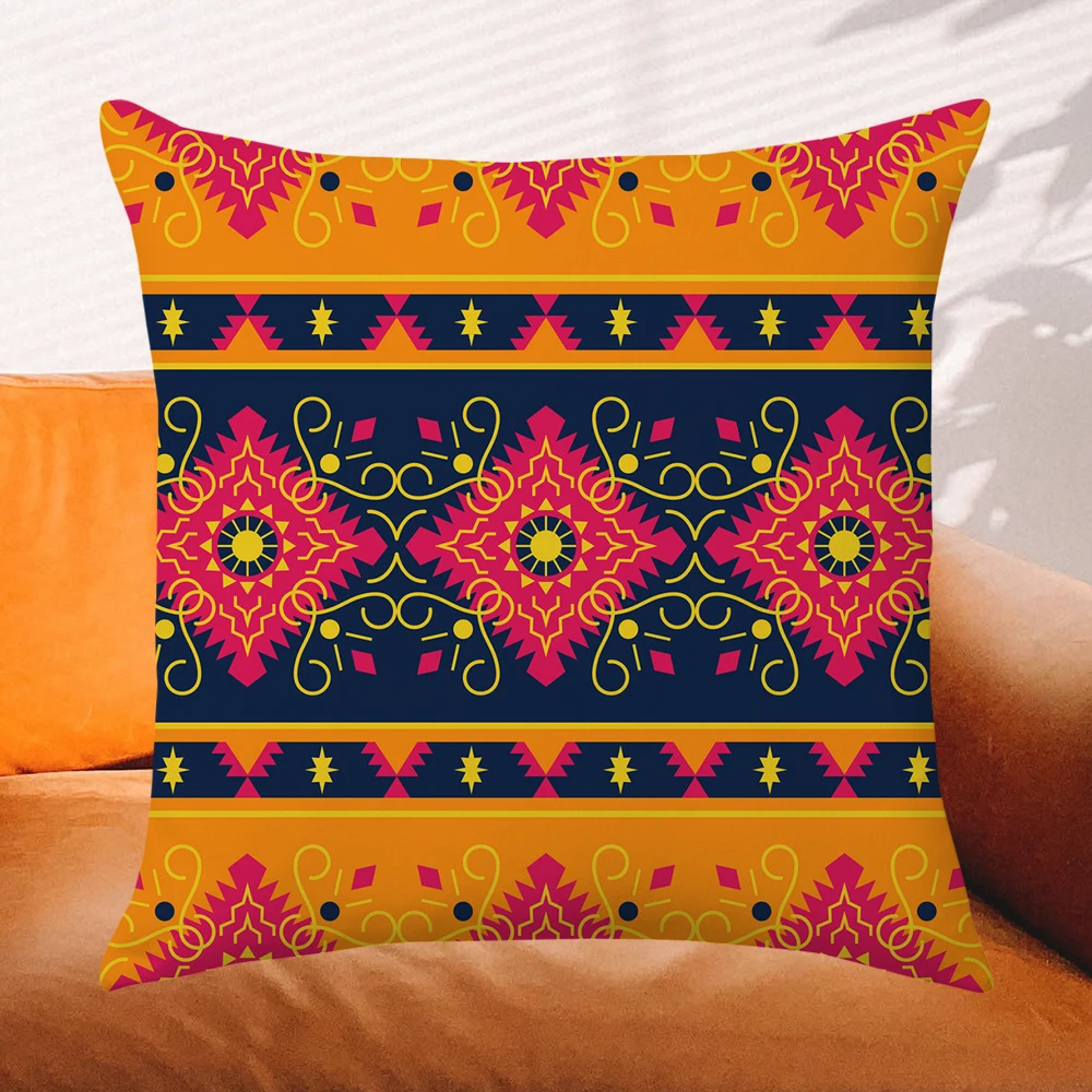 

Bohemian Ethnic Geometric Throw Pillow Cover 45x45cm Home Decorative Sofa Cushion Cover Aztec Print Southwestern Pillow Case
