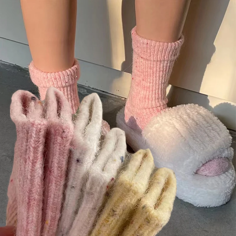 

New Winter Socks Women Thicker Warm Socks Male Men Solid Color Wool Socks Harajuku Thermal Sox Against Cold Snow Terry Sock