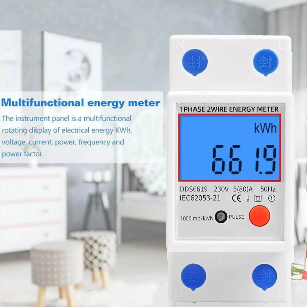 

NEW LCD Energy Meter 5a-80a 230v Backlight Display Household Single-phase Rail Multi-functional Electronic Meter