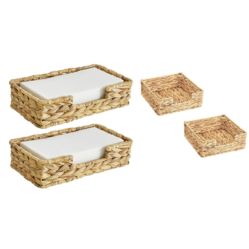 

2PCS Bathroom Disposable Guest Towel Holder Long Seagrass Woven Rattan Wicker Table Hand Guest Towel Basket Tray Promotion