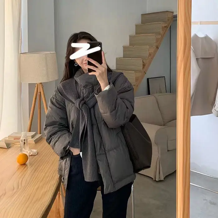 New Down Jacket Women's Winter Short Thickened Bread Jacket Lwhite Duck Down Jacket Zipper Buttons Stand Collar Coats Ladies M40