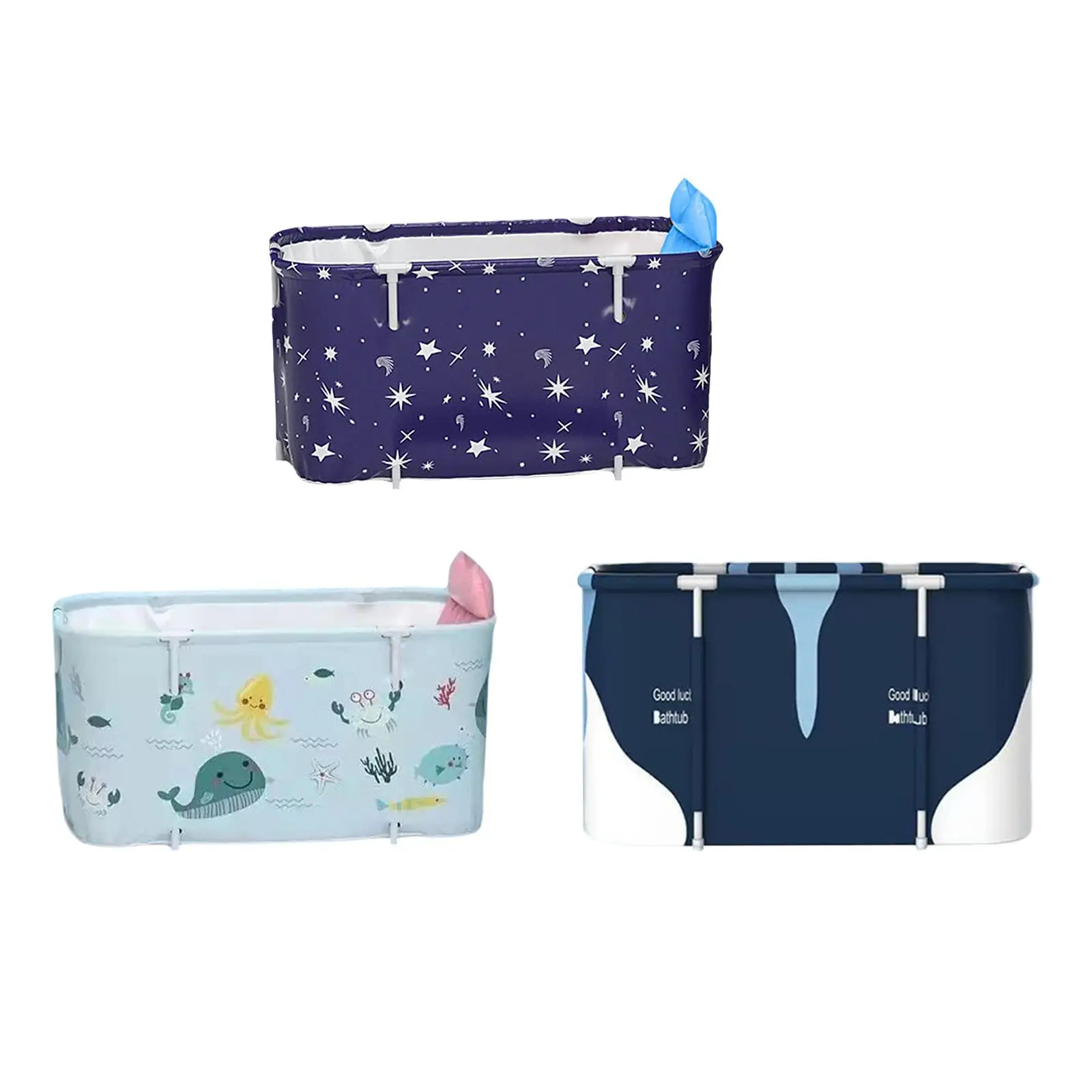 

Folding with Backrest and Seat Cushion Adults Shower Bathing Tub Durable Portable Soaking Bathtub for Indoor Outdoor SPA