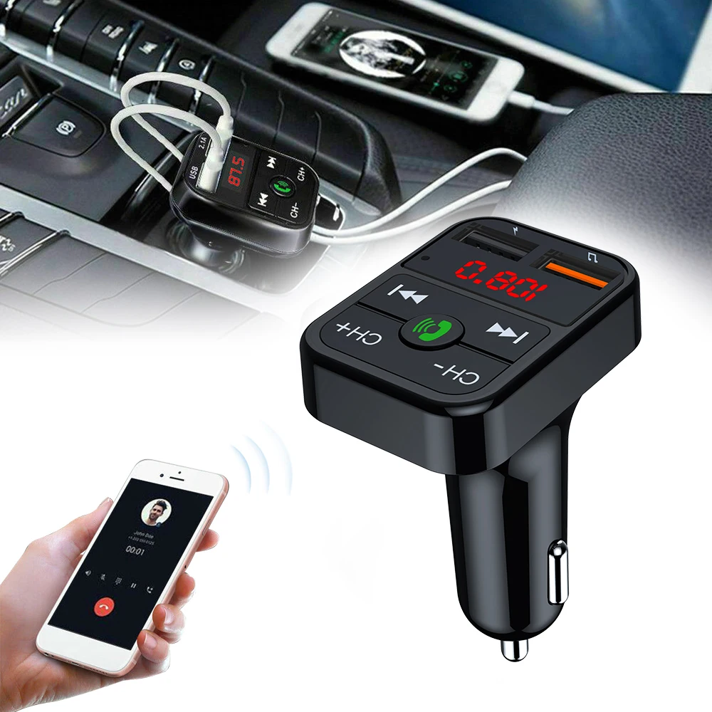 

Charger FM Transmitter 2 USB 87.5-108Mhz Accessories Black Bluetooth DC12V-24V Fast MP3 Player Parts Brand New