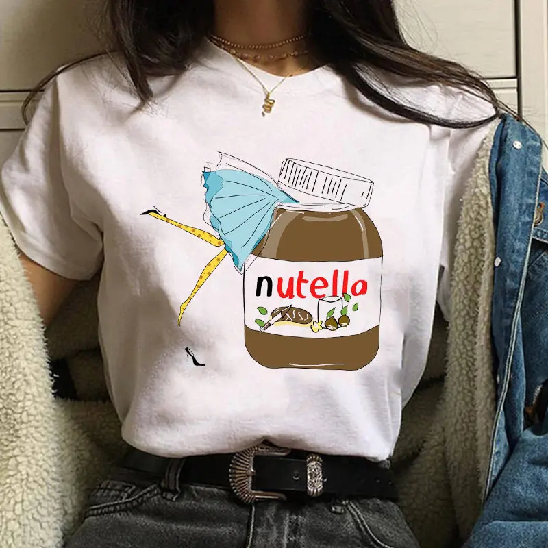 

Women's T-shirt Nutella peanut butter cartoon print T-shirt Harajuku graphics T-shirt short-sleeved top 90s top female