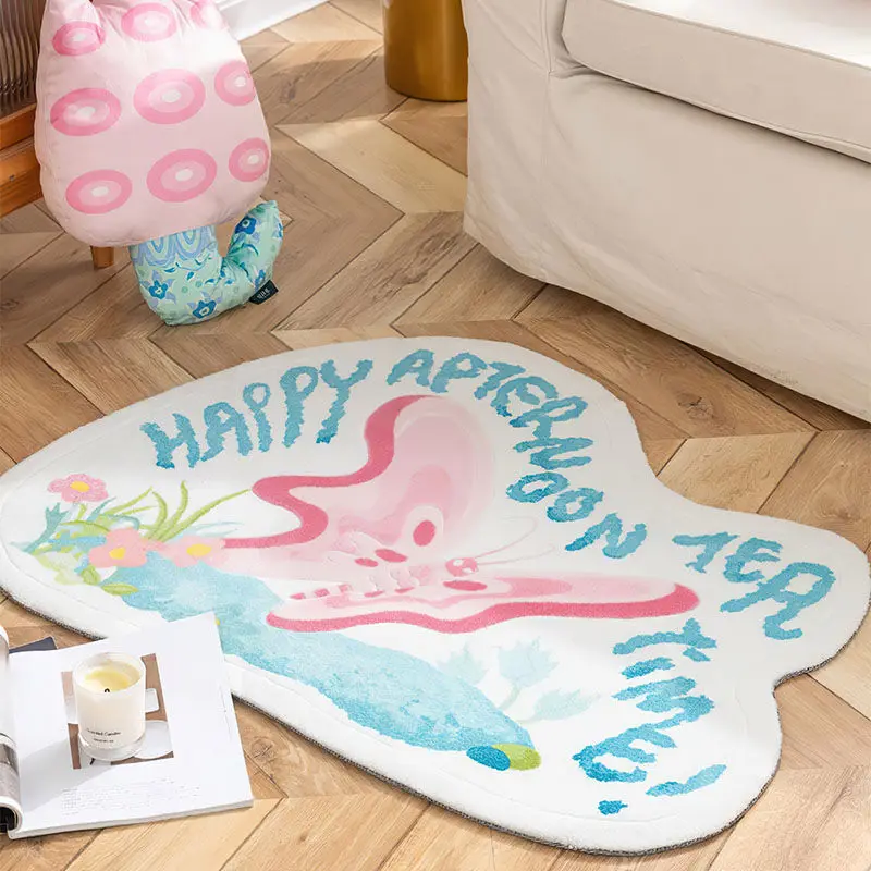 

Irregular Soft Carpet Ins Butterfly Faul Wool Furry Trend Bathroom Mat Fluffy Area Rug Floor Absorbent Anti Slip Pad Mat