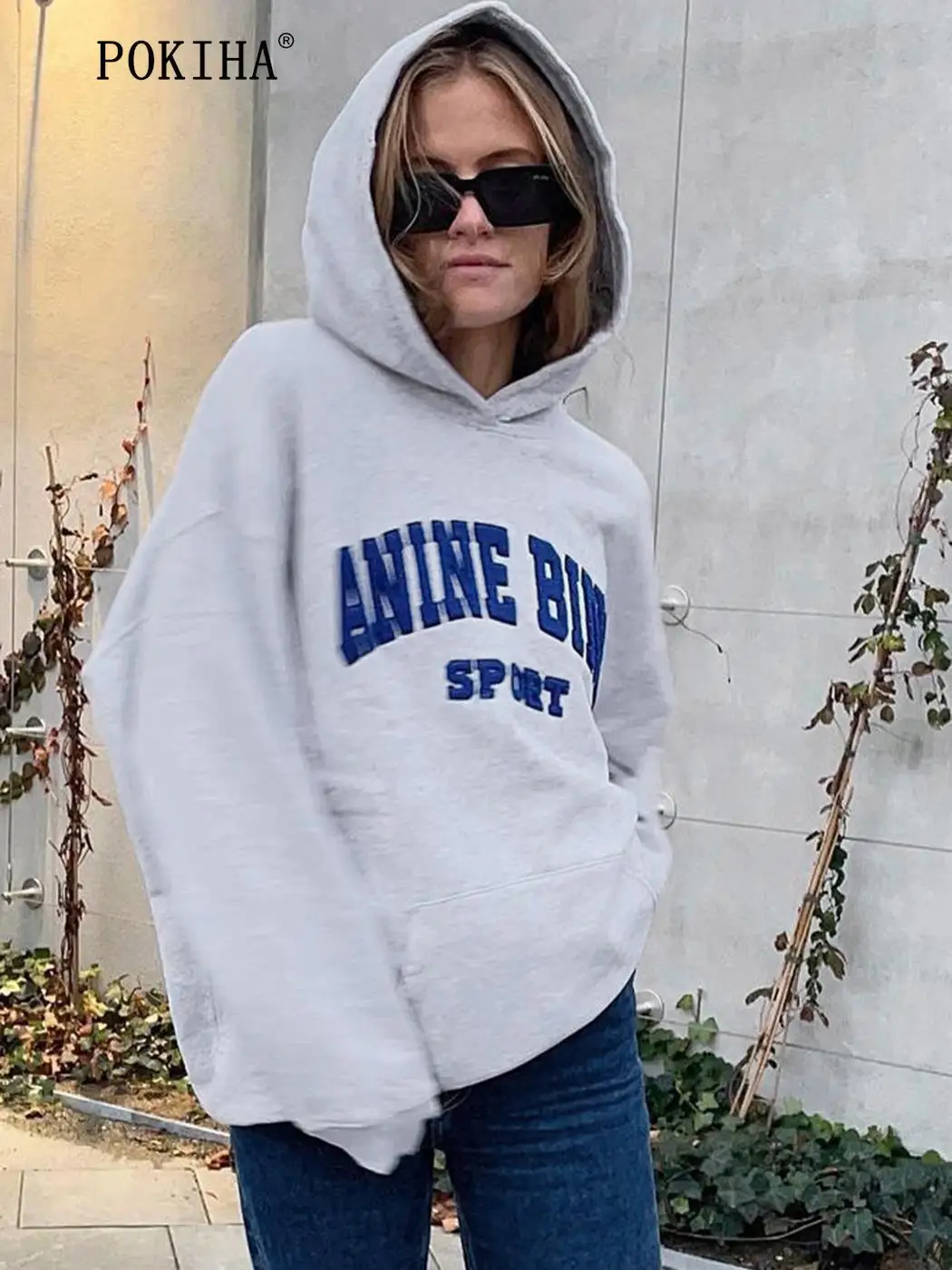 

Velvet Letter Sweatshirt Hoodies Women 2023 Autumn Winter Clothing Fashion Pullovers Tops Female Chic Loose Hooded Sweatshirts