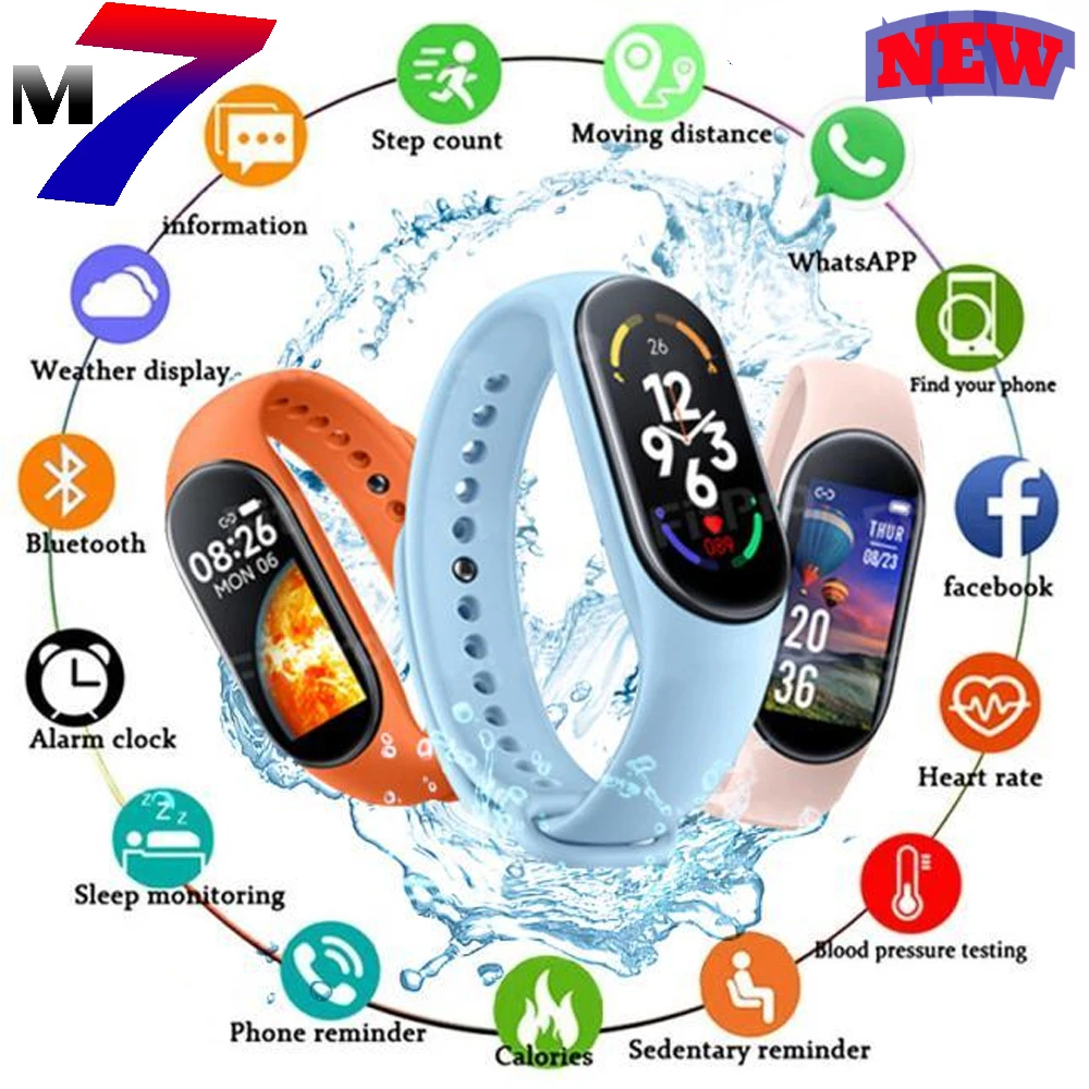 

Smart Watch Heart Rate Monitoring Men Smartband Blood Pressure Call Reminder Fitness Smart Bracelet For Xiaomi Miband 7 Huawei