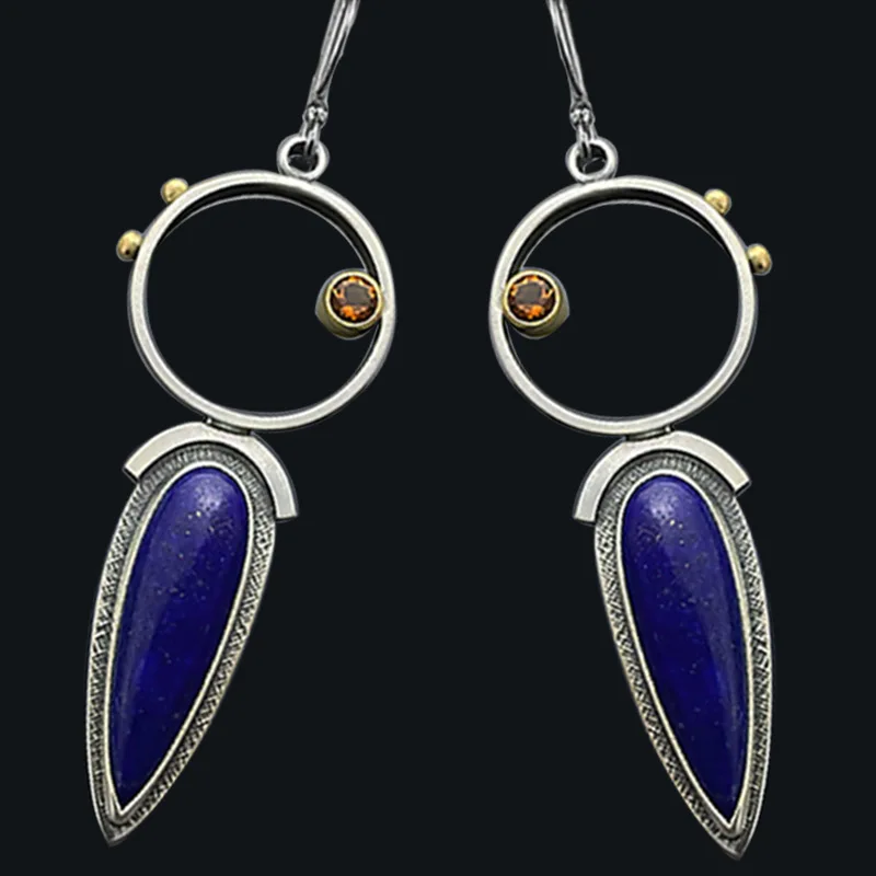 geometric lapis lazuli earrings Bohemian unique drop-shaped new earrings accessories wholesale earrings for women