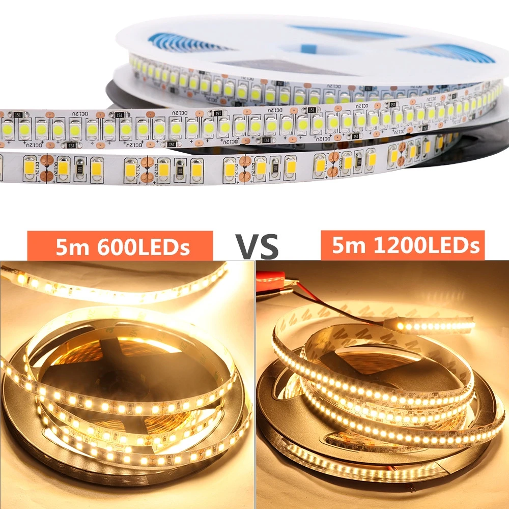 

DC Source 12V LED Strip Lights 5M 60LED/M 120LED/M 240LED/M SMD 2835 5050 5054 5630 5730 IP 30 Neon LED Light Tape Home Decorate