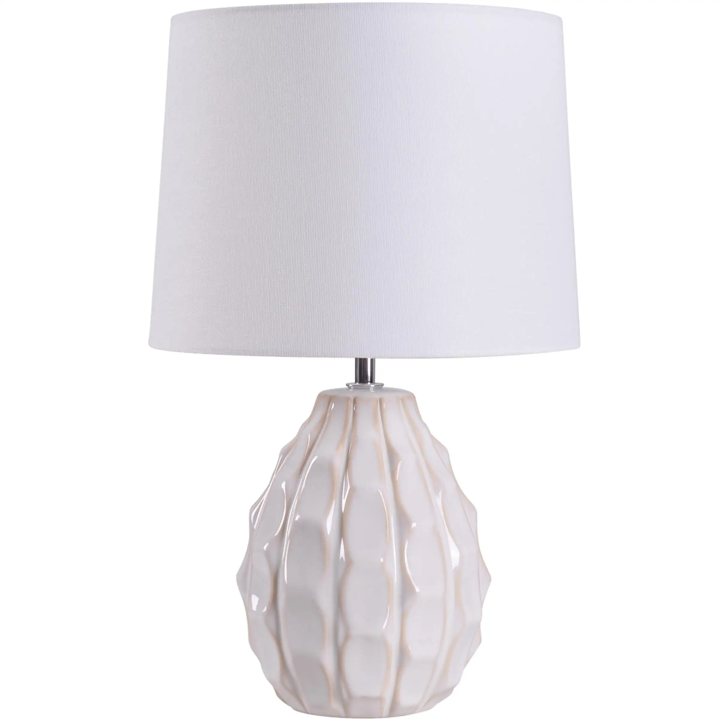 

Cream Sculptured Base Ceramic Table Lamp, 16.75"H