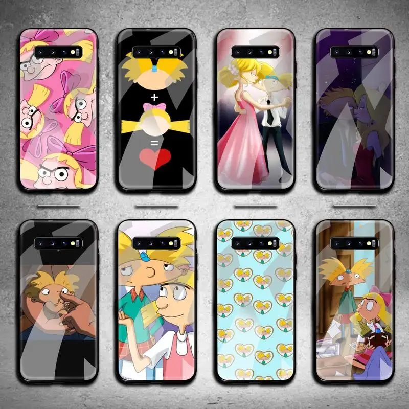 

cartoon Hey Arnold Helga love Phone Case Tempered Glass For Samsung S20 Plus S7 S8 S9 S10 Note 8 9 10 Plus
