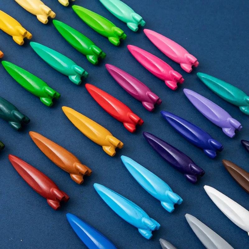 

12/24 Color Astronaut Rocket Crayons Children Graffiti Modeling Crayons Washable Non-staining Hand Crayons Oil Painting Sticks